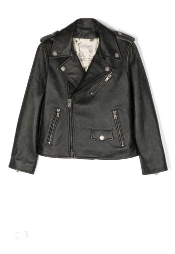 Golden Goose Kids zip-up biker jacket - Schwarz