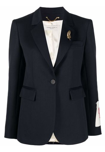 Golden Goose logo-patch single-breasted blazer - Blau