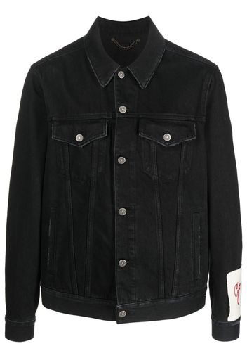 Golden Goose logo-patch denim jacket - Schwarz