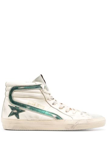 Golden Goose Slide distressed high-top sneakers - Nude