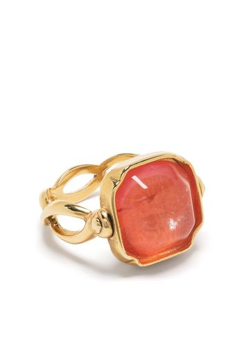 Goossens Eckiger Ring mit Cabochons - Gold