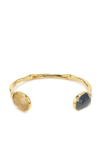 Goossens Talisman Armband - Yellow Gold Bicolor Natural Rock Crystal and blue denim