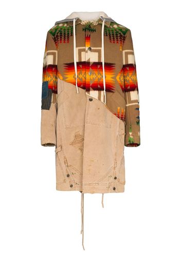 Greg Lauren Kapuzenmantel mit Navajo-Muster - Braun