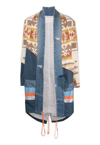 Greg Lauren Oversized-Mantel mit Einsätzen - Blau