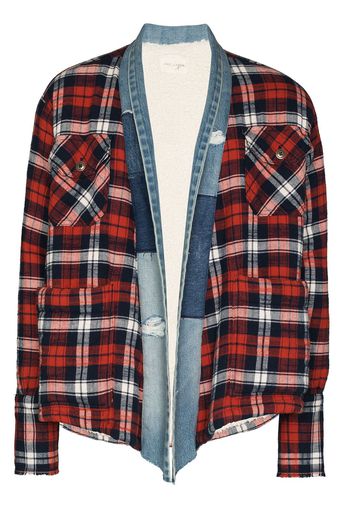 Greg Lauren GREG PLAID SHERPA LINED CARDI RED - Blau