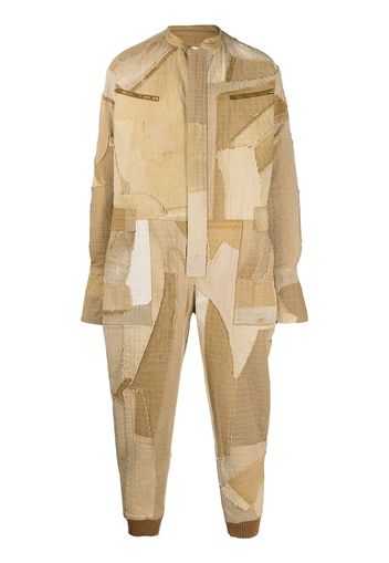 Greg Lauren Overall im Patchwork-Look - Braun