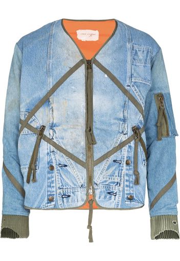 Greg Lauren zip-up denim bomber jacket - Blau