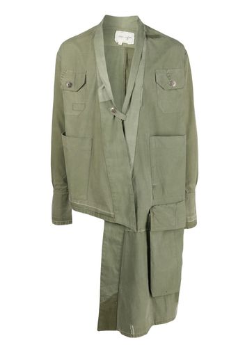 Greg Lauren asymmetric draped coat - Grün