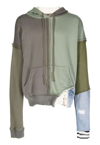 Greg Lauren colour-block panelled hoodie - Grün