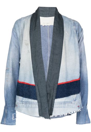 Greg Lauren Jeansjacke im Patchwork-Look - Blau