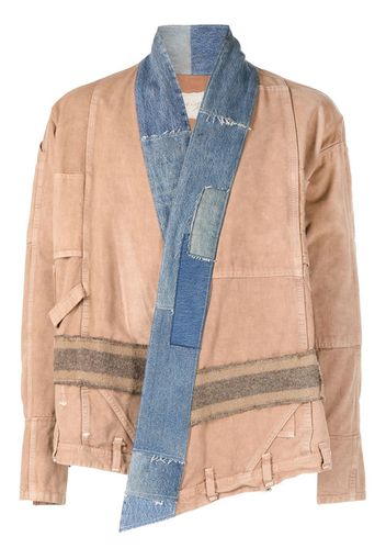 Greg Lauren Jacke im Patchwork-Look - Braun