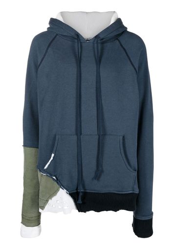 Greg Lauren patchwork army fragment hoodie - Blau