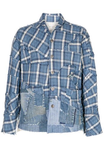 Greg Lauren deconstructed denim jacket - Blau