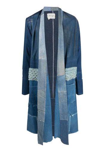 Greg Lauren Mantel im Patchwork-Look - Blau