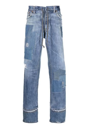 Greg Lauren patchwork-detail straight-leg jeans - Blau