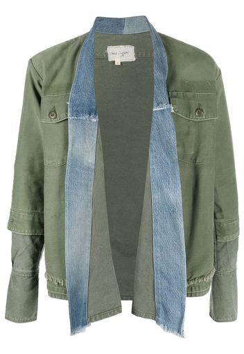 Greg Lauren two-tone denim jacket - Grün