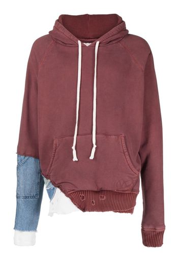 Greg Lauren patchwork distressed hoodie - Rot