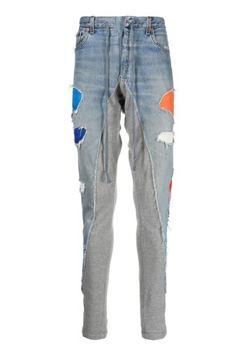 Greg Lauren denim patchwork joggers - Blau