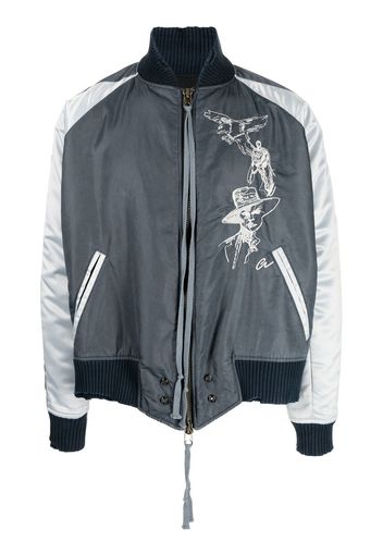 Greg Lauren sketch-print bomber jacket - Blau