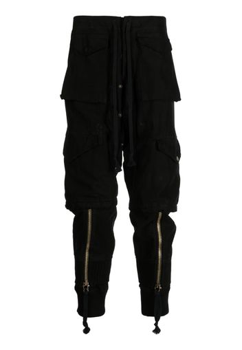 Greg Lauren zip-detail drop-crotch cargo trousers - Schwarz