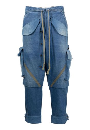 Greg Lauren panelled washed jeans - Blau