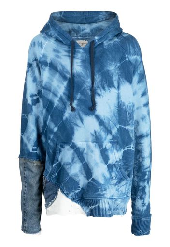 Greg Lauren tie-dye pattern cotton hoodie - Blau