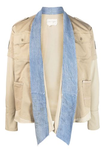 Greg Lauren two-tone cotton military jacket - Nude