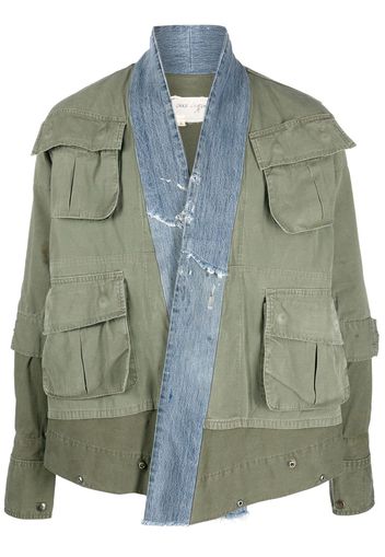 Greg Lauren hybrid cotton military jacket - Grün