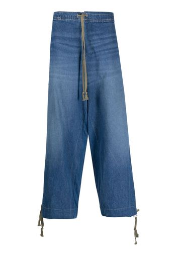 Greg Lauren hybrid loose-fit drawstring jeans - Blau