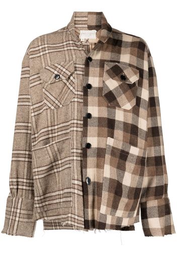 Greg Lauren mix-print long-sleeve shirt - Braun