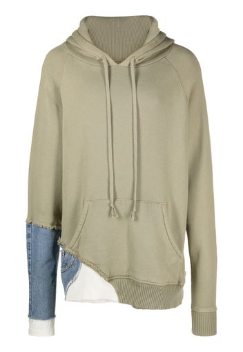 Greg Lauren layered drawstring jersey hoodie - Grün