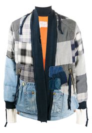 Greg Lauren Bomberjacke im Patchwork-Look - Blau