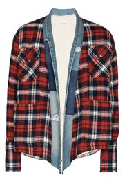 Greg Lauren GREG PLAID SHERPA LINED CARDI RED - Blau