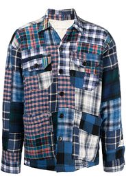 Greg Lauren patchwork shearling-lined shirt jacket - Blau