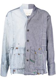 Greg Lauren striped patchwork cotton shirt - Blau