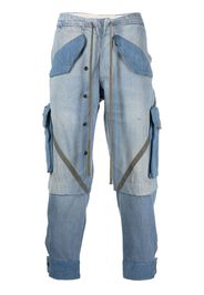 Greg Lauren Tapered-Jeans mit Kontrasteinsätzen - Blau