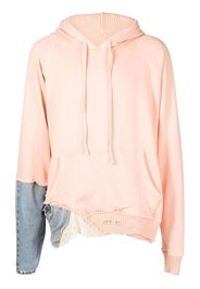 Greg Lauren panelled cotton hoodie - Rosa