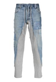 Greg Lauren patchwork-detail cropped jeans - Blau