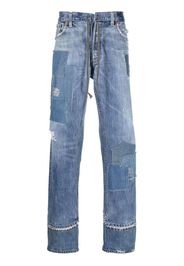 Greg Lauren patchwork-detail straight-leg jeans - Blau