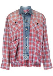 Greg Lauren checked denim-trim shirt - Rot