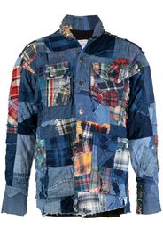 Greg Lauren patchwork-design denim shirt - Blau