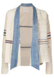 Greg Lauren stripe-print panelled jacket - Nude