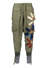 Greg Lauren floral-patch track pants - Grün