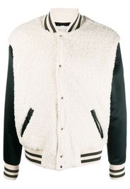 Greg Lauren colour-block varsity bomber jacket - Nude