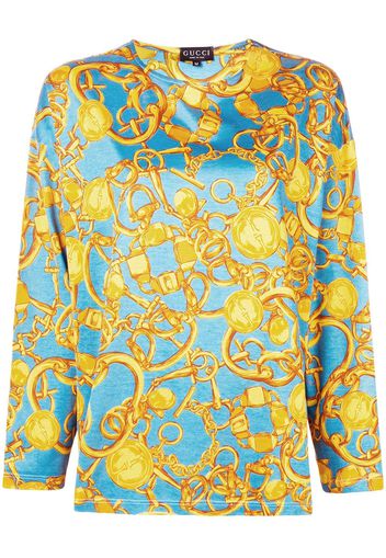 Gucci Pre-Owned Oberteil mit Ketten-Print - Blau