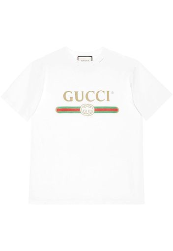 Gucci Übergroßes T-Shirt mit Gucci-Logo - Weiß