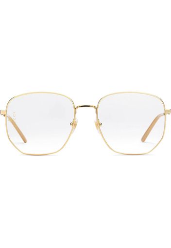 Gucci Eyewear Sonnenbrille mit rechteckigem Gestell - Metallisch