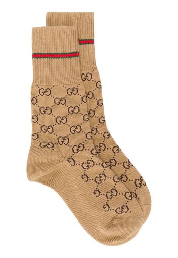 Gucci Socken mit GG-Muster - Nude