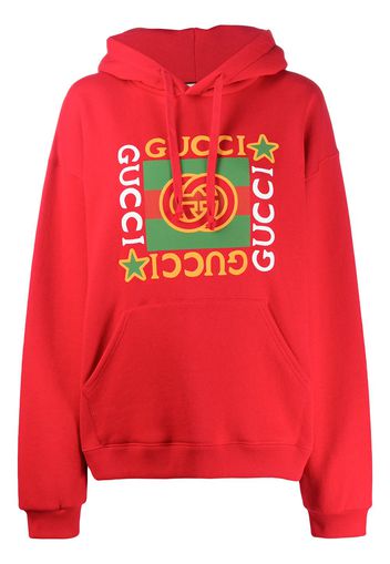 Gucci Kapuzenpullover mit Logo-Print - Rot