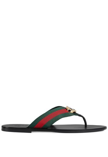 Gucci Gestreifte Sandalen mit Logo - Schwarz